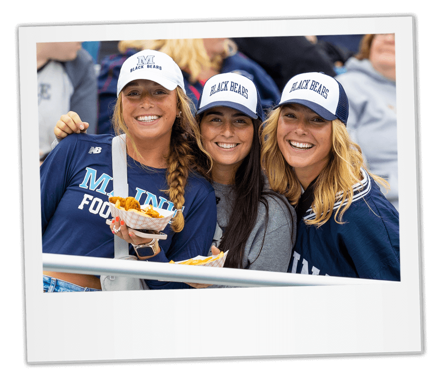 A photo of three people in the stands at a football game