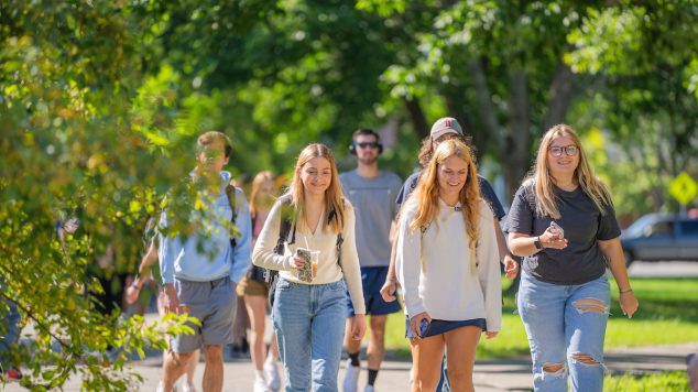 A photo of students walking