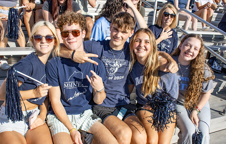 A photo of students at a football game