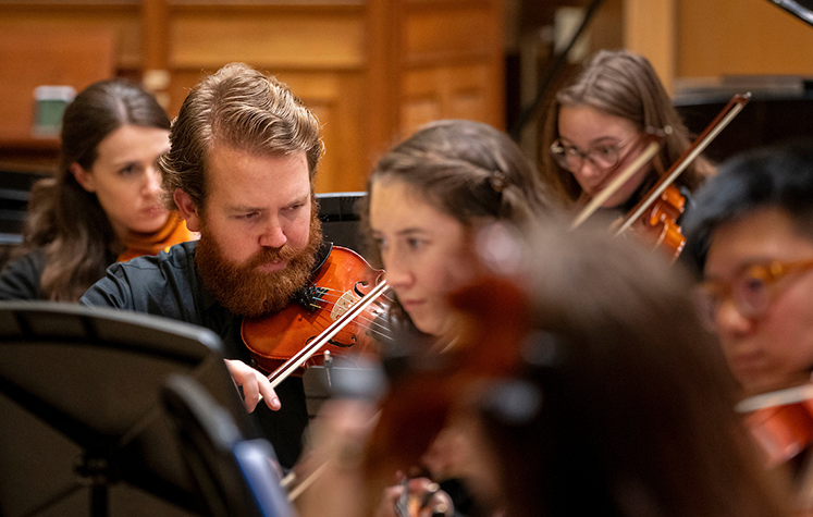 A photo of student violinists